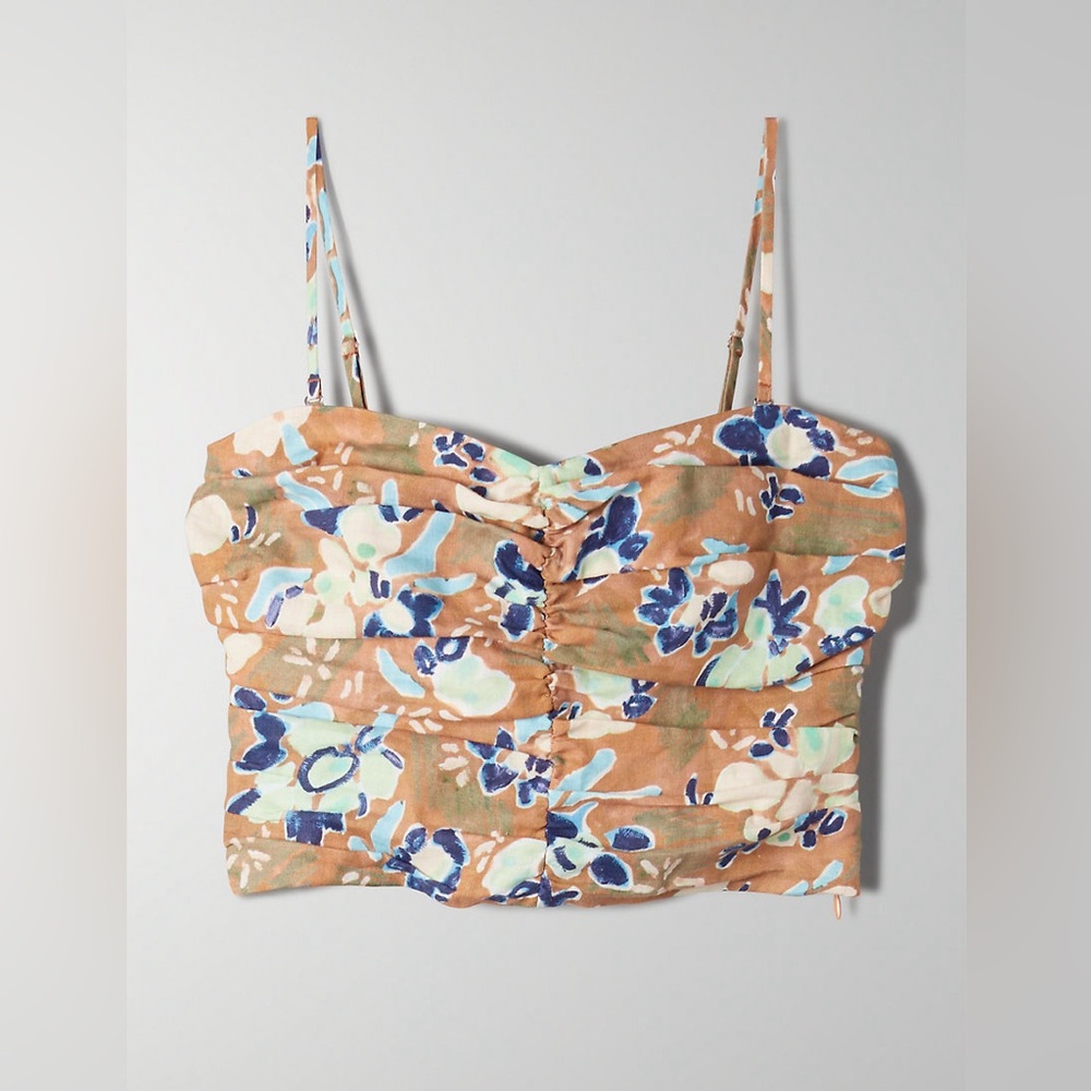 BUY 1 • GET 1 FREE - Wilfred “fatale” strapless 100% linen ruched top - Picture 1 of 5